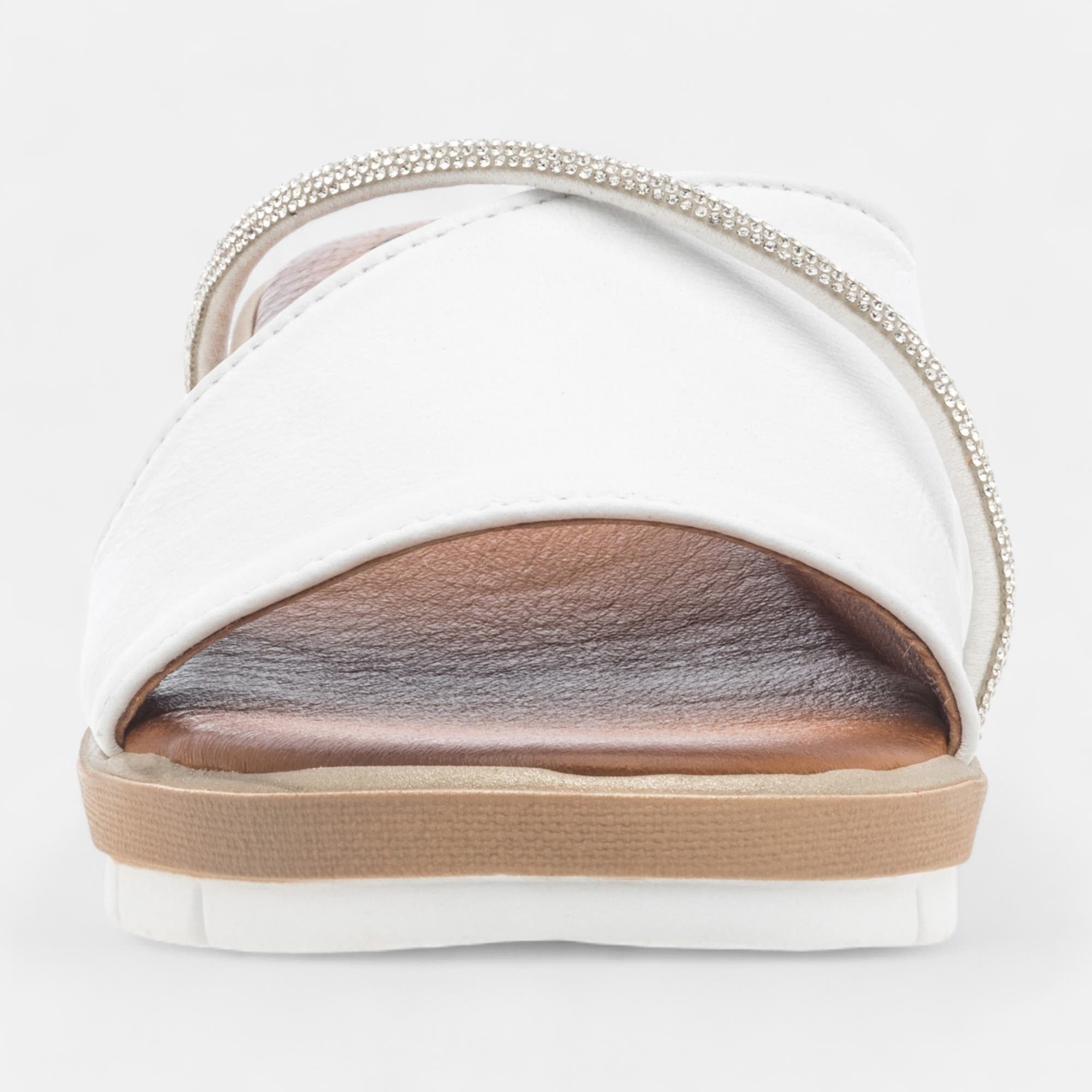 Mules à talon compensé Femme en cuir blanc