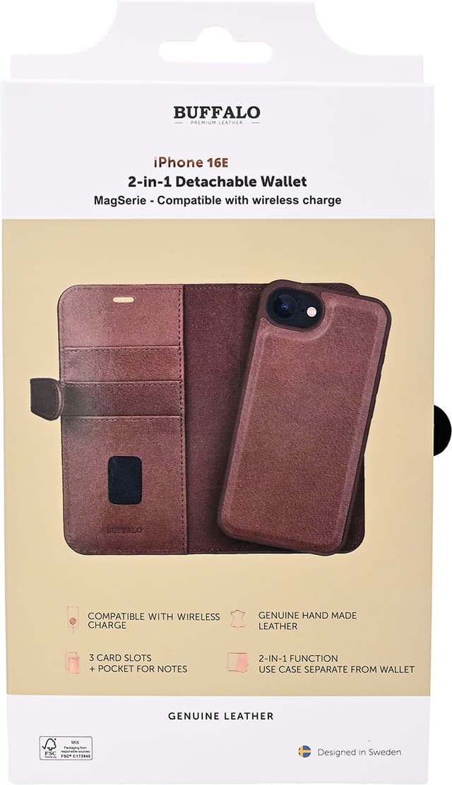 Buffalo iPhone 16E 2i1 pungetui (brun)