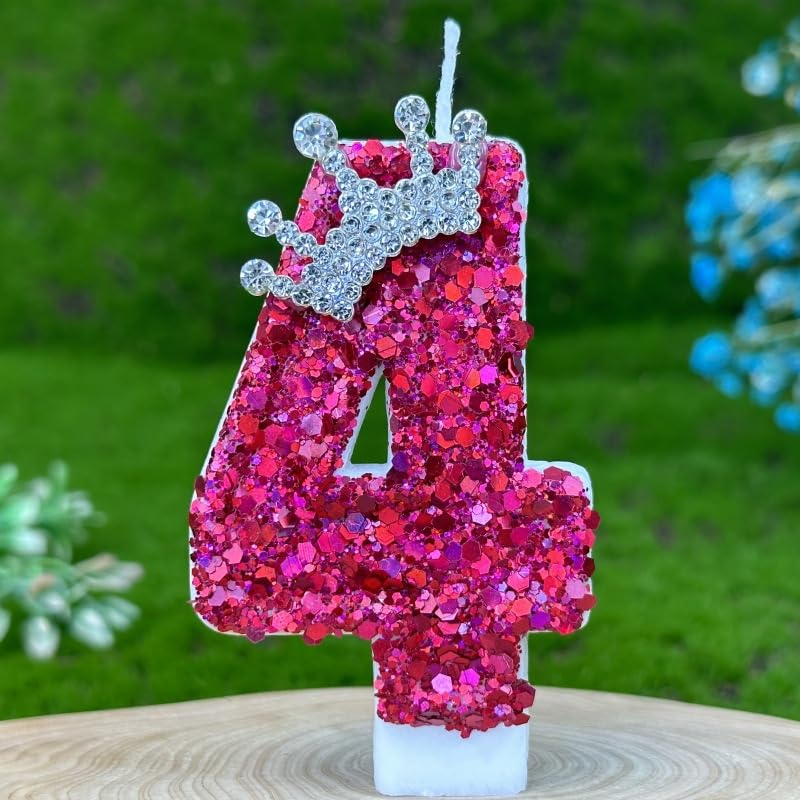 Zahlen Geburtstags Kerze Pailetten Kuchenstecker Happy Birthday Deko für Torten / Kuchen - Zahl 2 / Pink