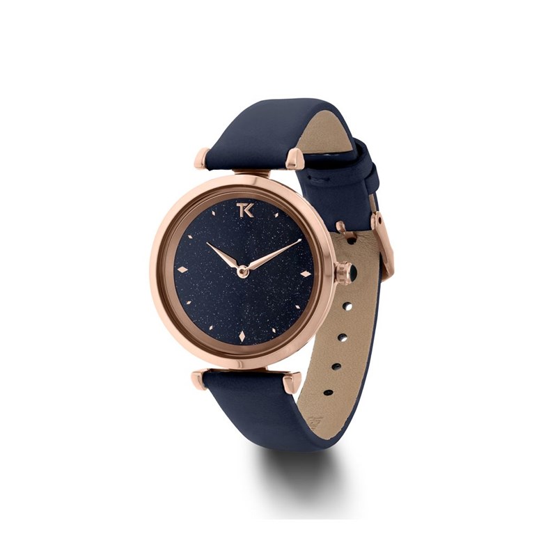 Montre Trendy Kiss en Cuir Femme Bleu