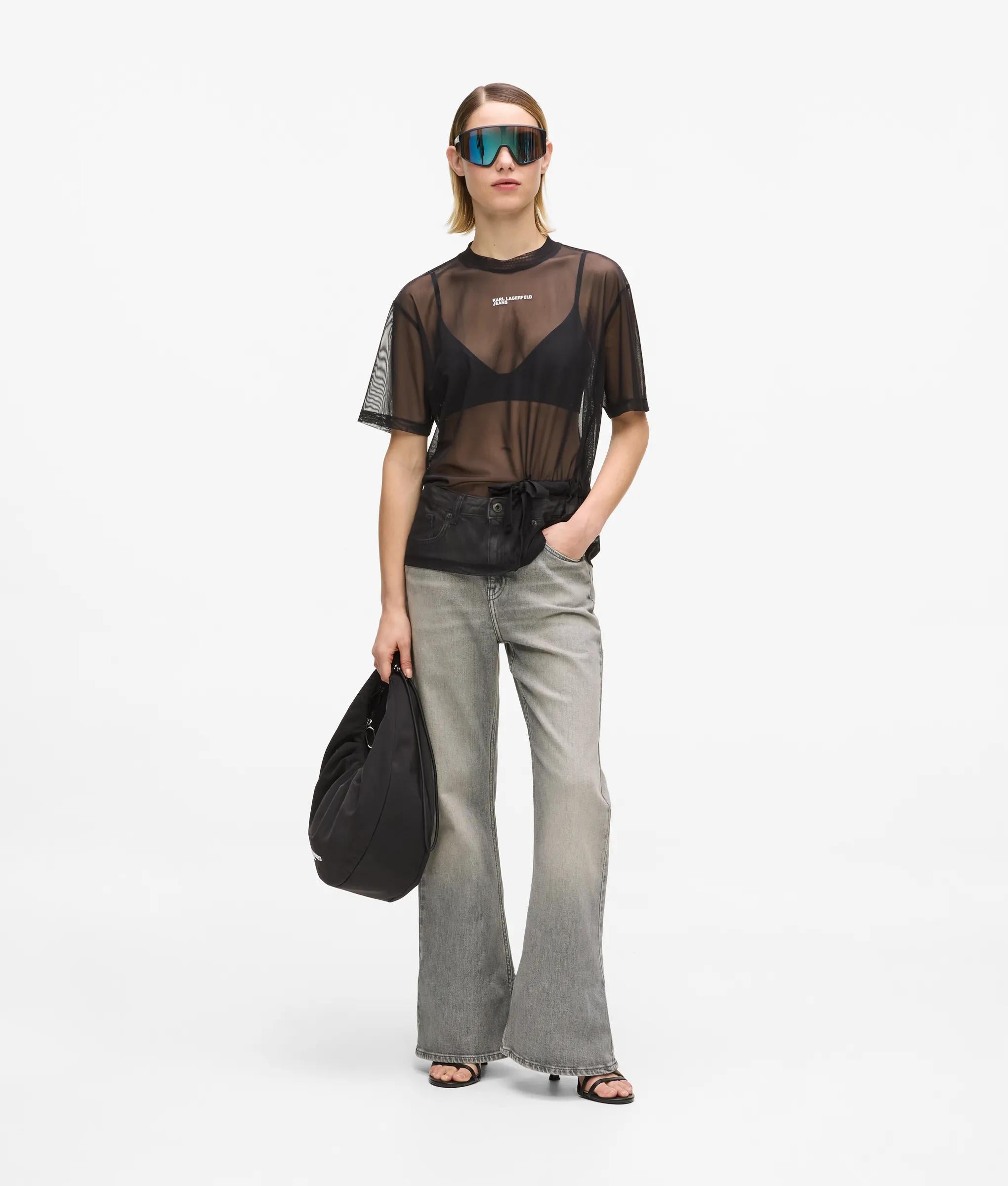Hoge grijze flare jeans