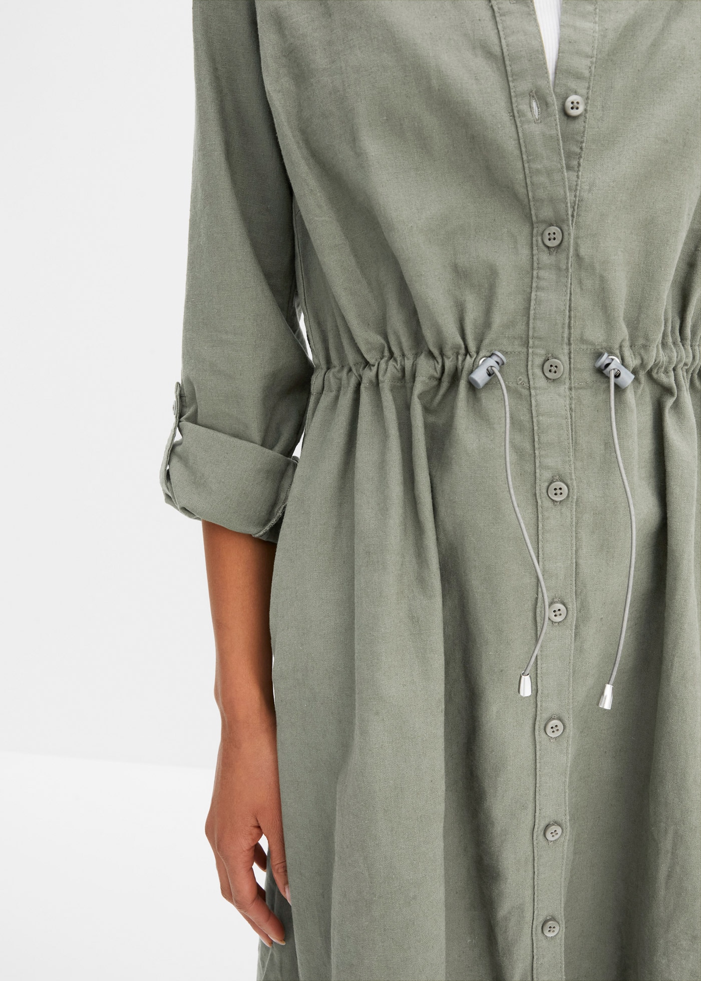 bonprix Midikleid »Hemdblusenkleid aus Leinen-Baumwoll-Mix« Hemdblusenkleid aus Leinen-Baumwoll-Mix