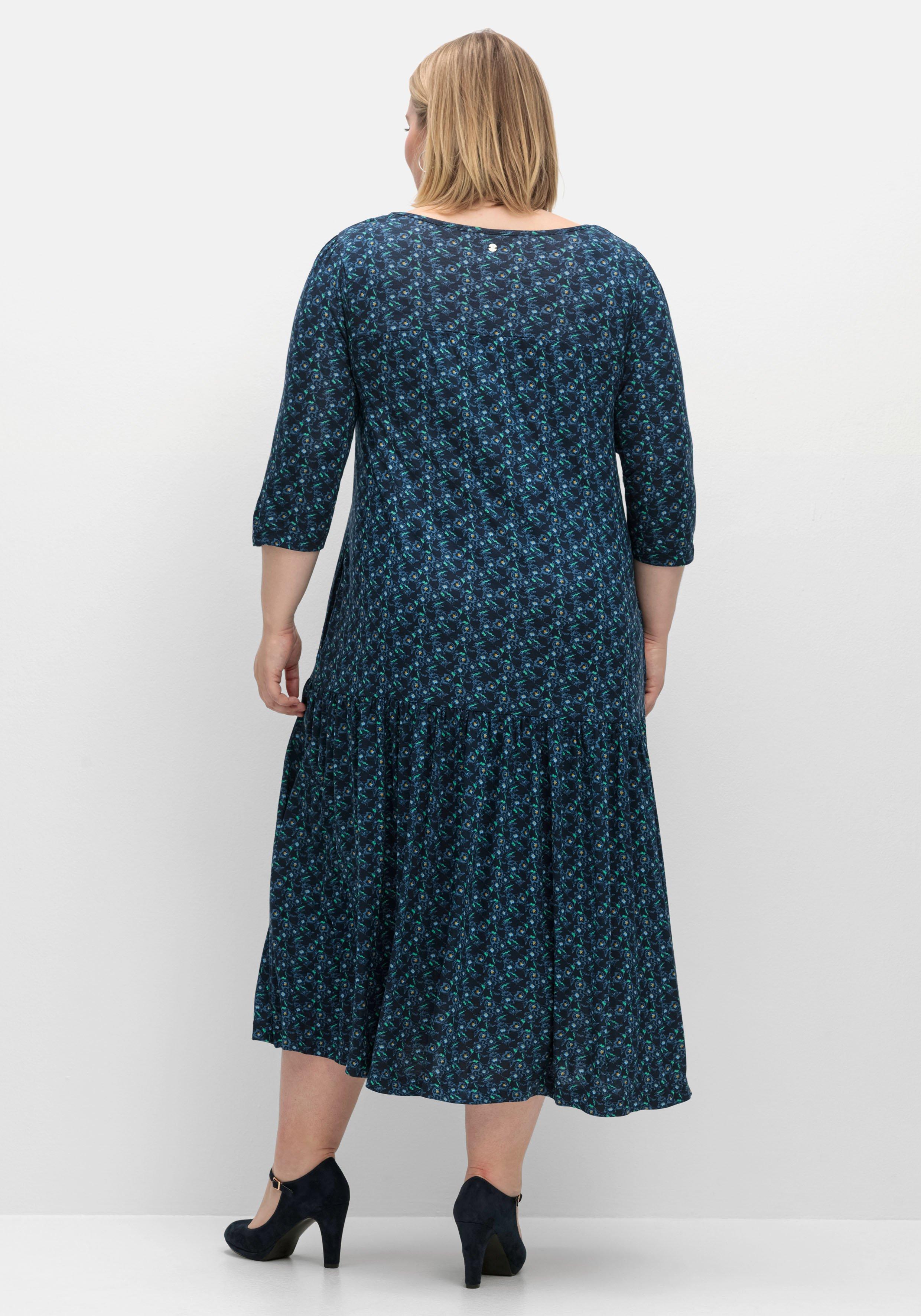 Jerseykleid in Midilänge, mit Blumenprint