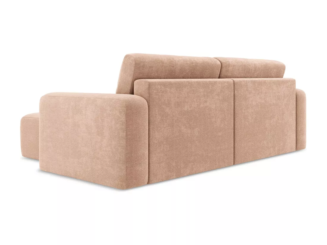 Canapé d’angle 3 places droit convertible en Chenille - pêche - KONA