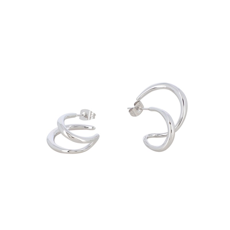 Boucles d'oreilles en acier argenté effet manchette de lobe lisse