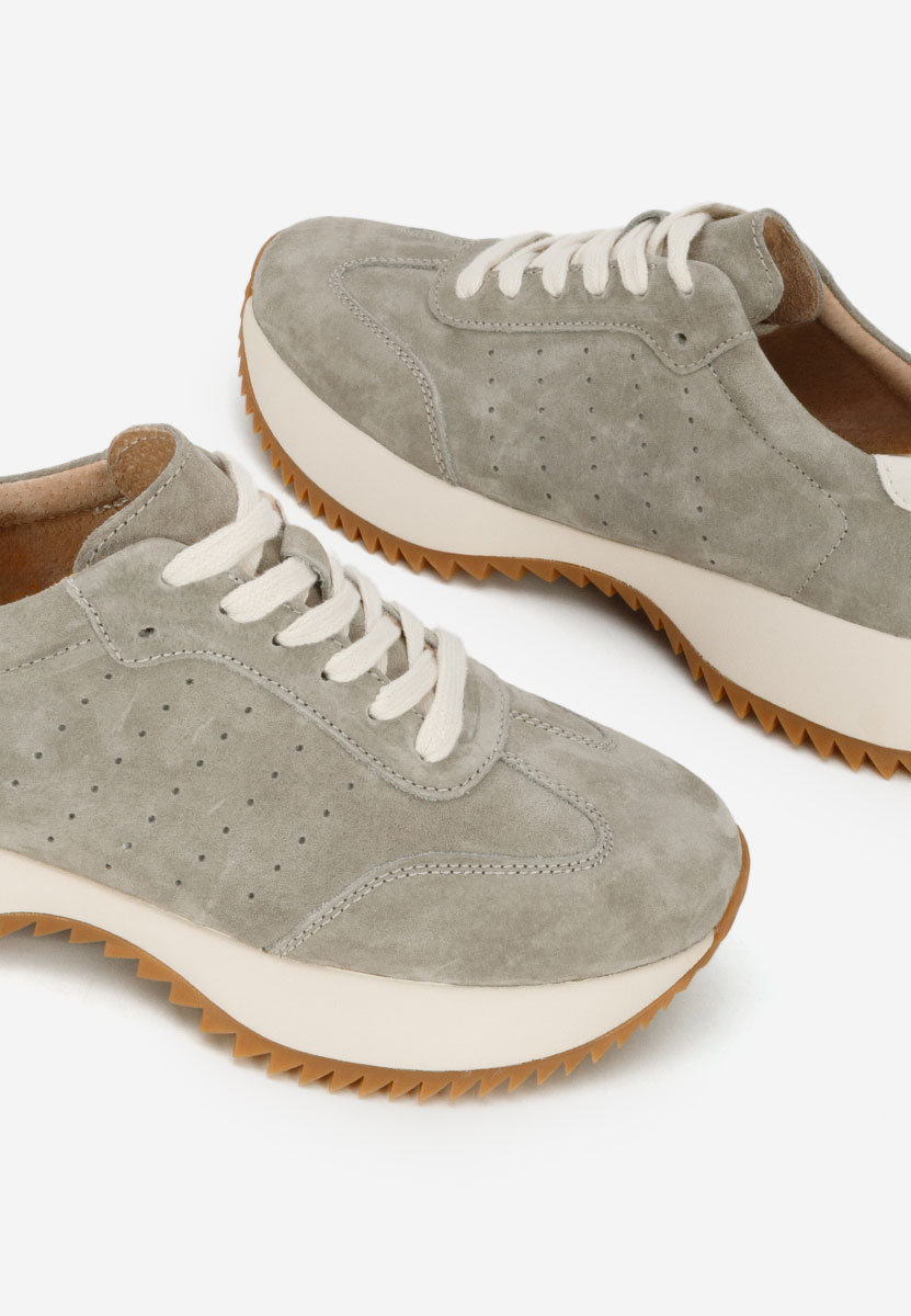 Baskets pour femme en cuir gris Yasminia