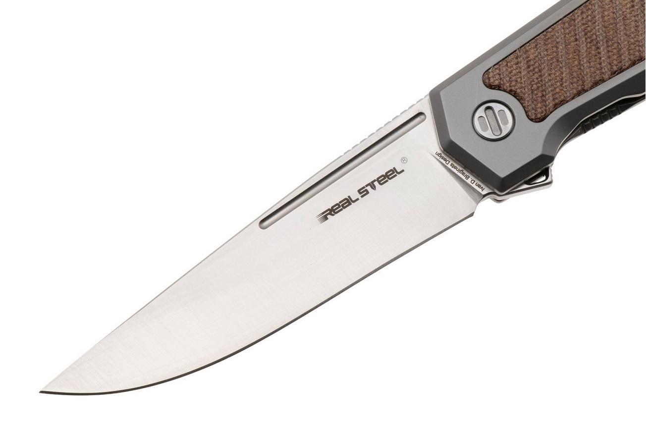 Real Steel Rokot Premium 7645N Satin S35VN, Titanium Natural Micarta Inlay, zakmes