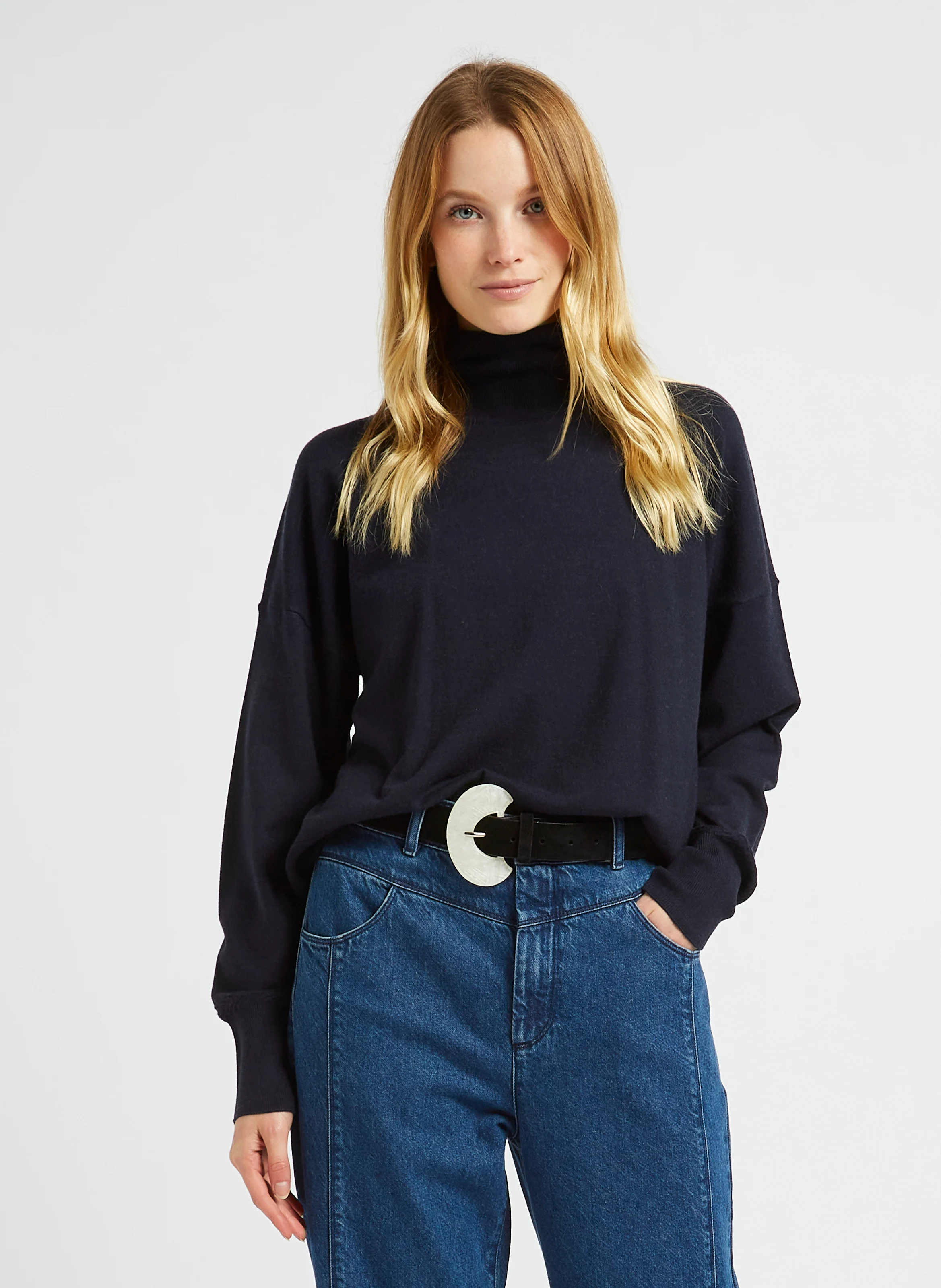 TANAKA - Pull ample col roulé| Bleu