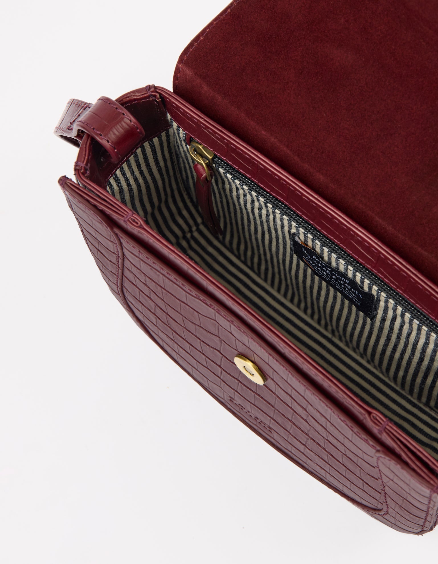 Nina - Dark Cherry Croco Print Leather