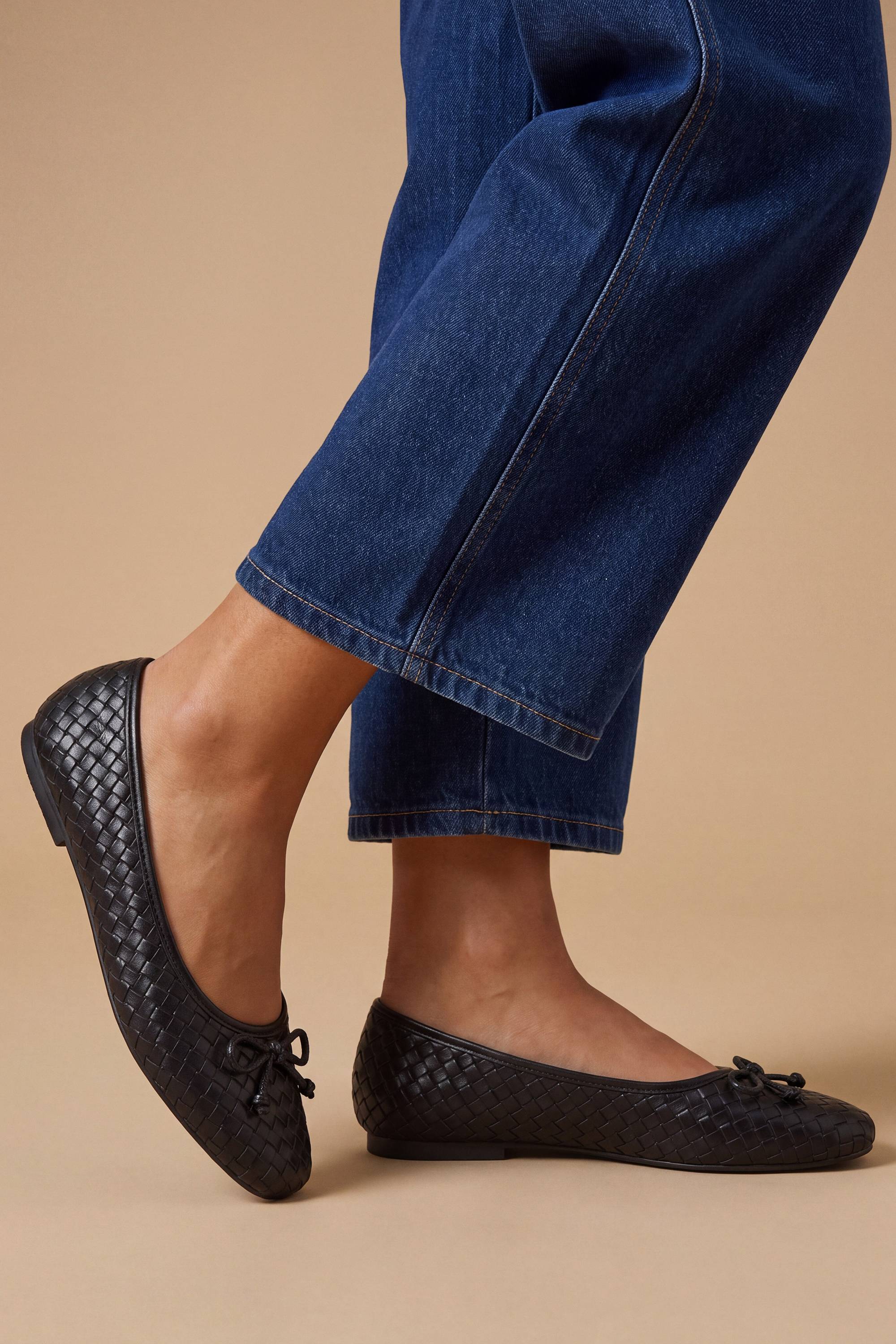 Oasis Ballerines Rosa En Synthétiquecuir Tressé Avec Nœud Décoratif