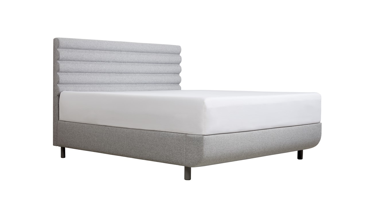 TEMPUR® Bed Arc met hoofdbord Vectra, schotelbodem en Pro matrassen stone