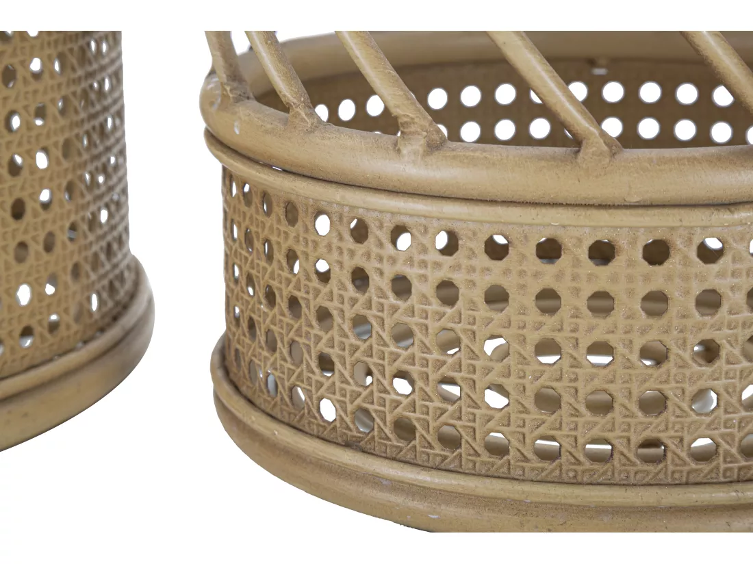 Lot de 2 porte-vases ronds en métal marron Ø 30x25-22x18 cm