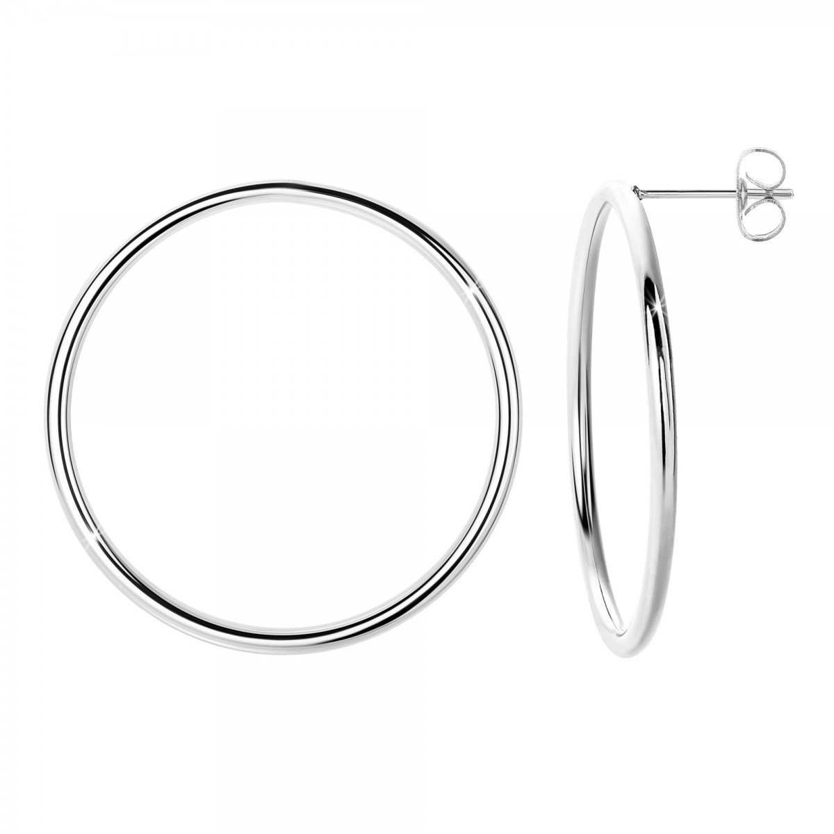 Boucles d'oreilles créoles en acier inoxydable SC Crystal