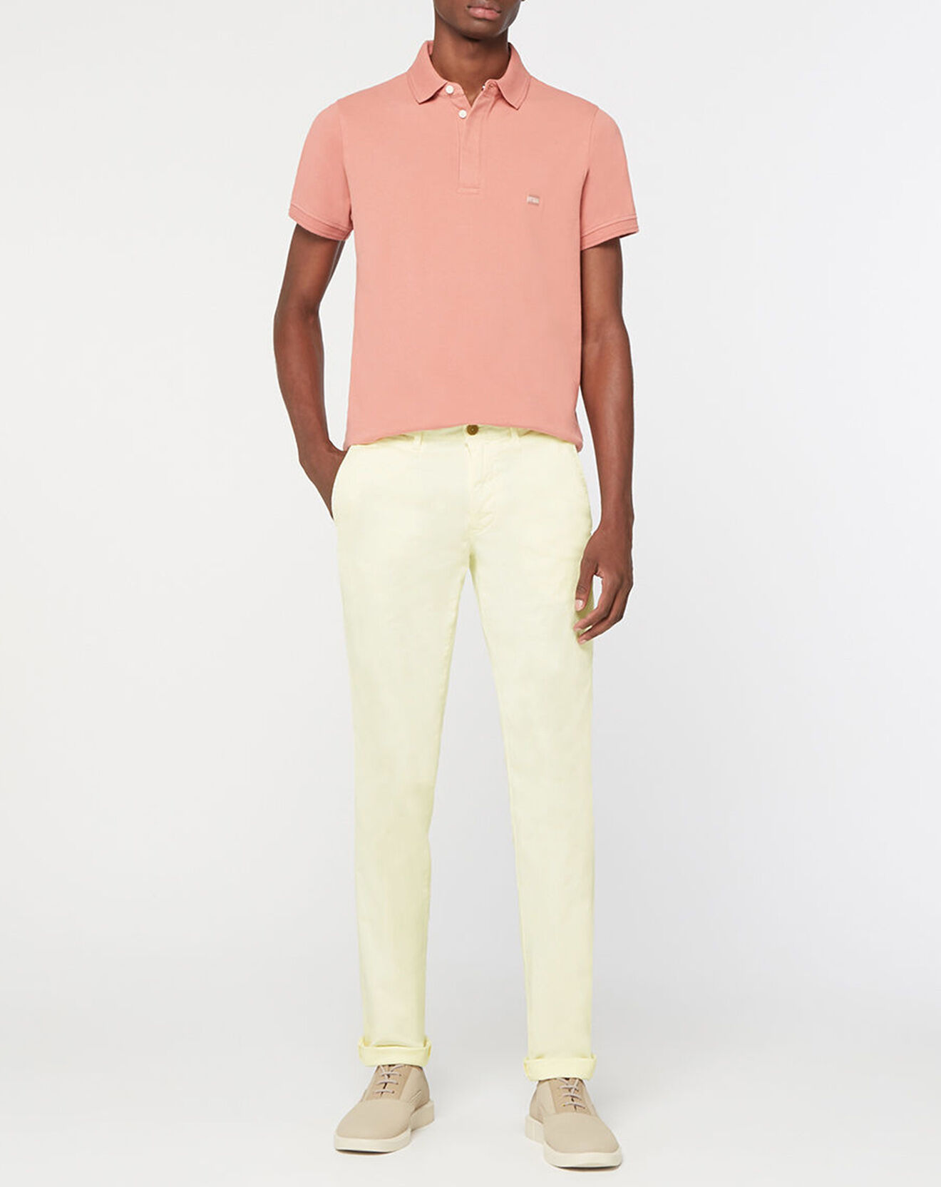 Tommy Hilfiger Pantalon Slim en Coton Bio mélangé  Bleecker Th Flex Satin Gmd écru