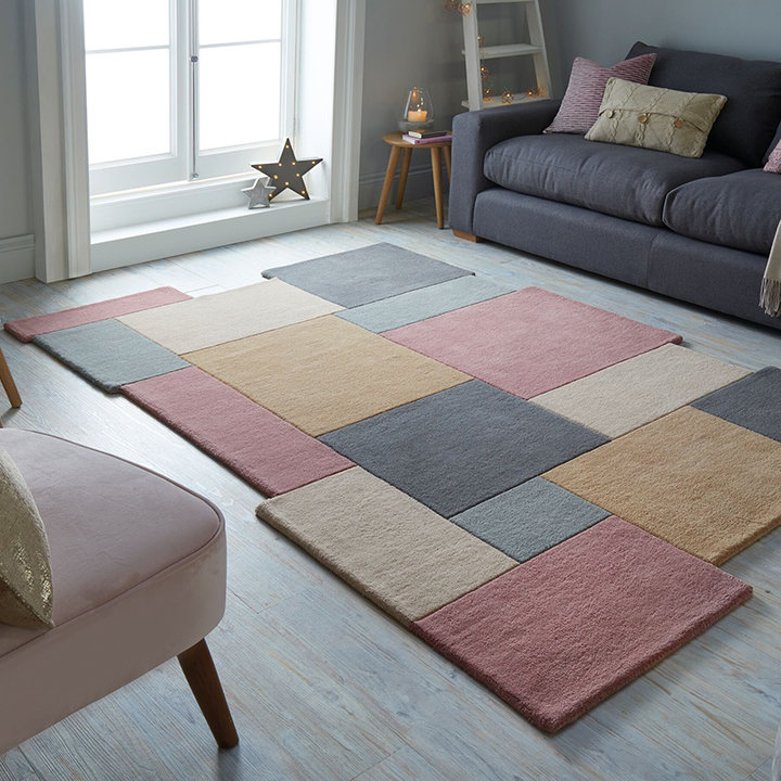 Abstract vloerkleed - Stracto Collage Roze/Beige