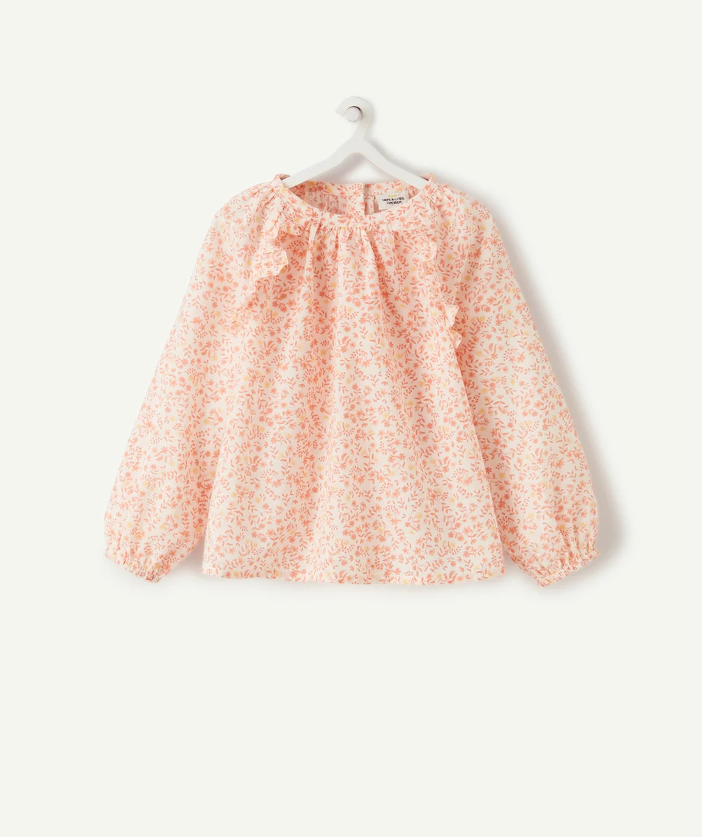 BLOUSE BÉBÉ FILLE EN COTON FLEURIE ROSE