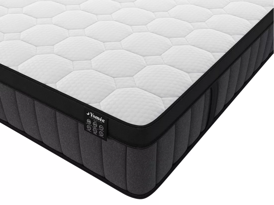 Matelas 180 x 200 cm hybride ressorts ensachés 7 zones et gel à mémoire de forme ép.25cm - TOLCA de YSMÉE