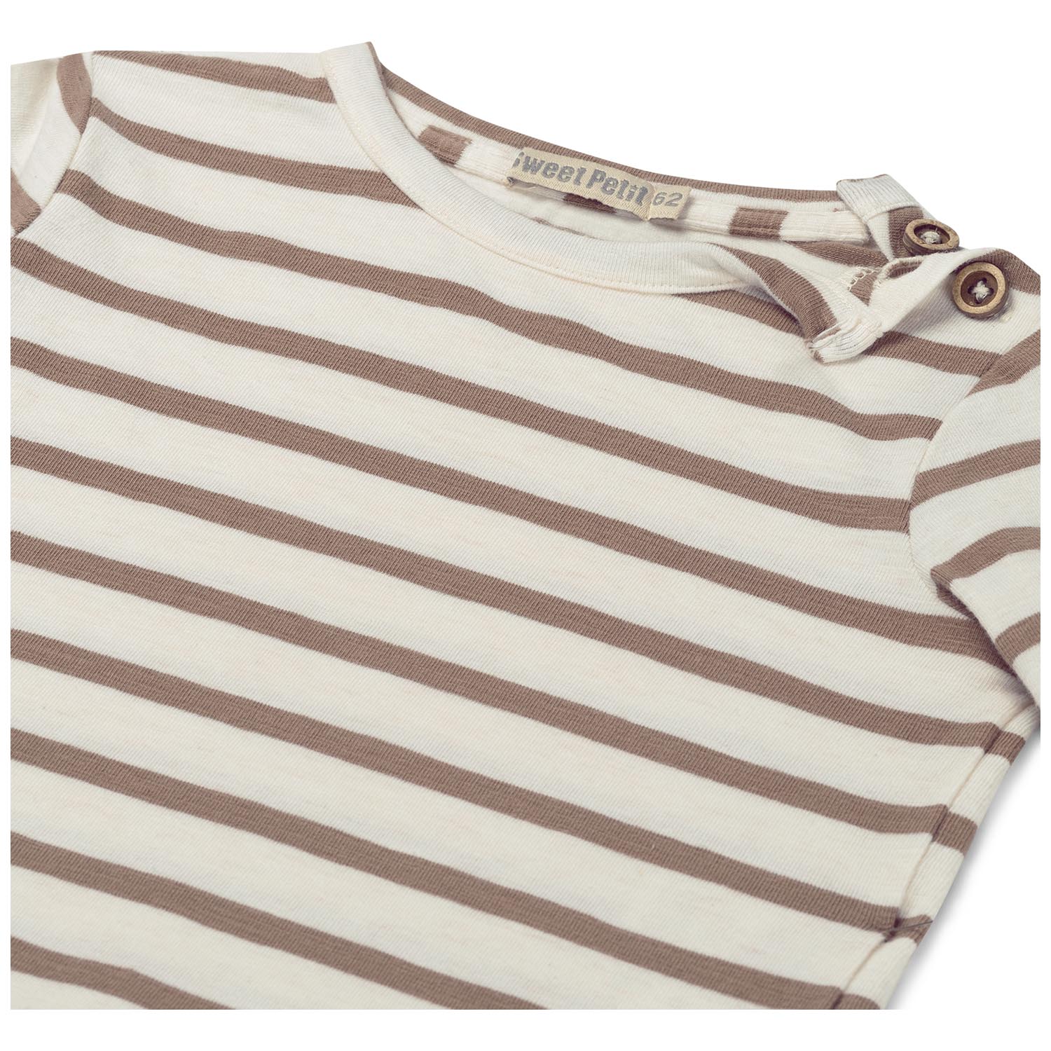 Sweet Petit baby shirt Jens lange mouwen strepen taupe