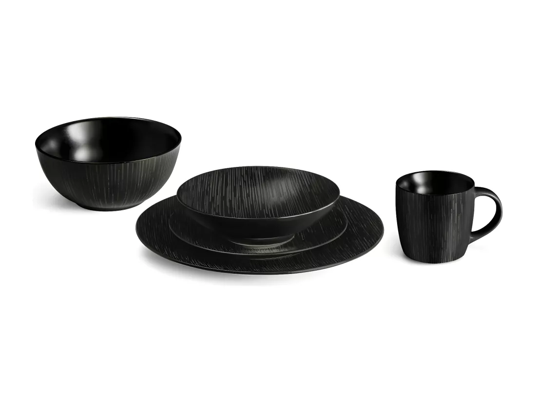 Magma Noir - Assiette plate 27 cm (lot de 6)