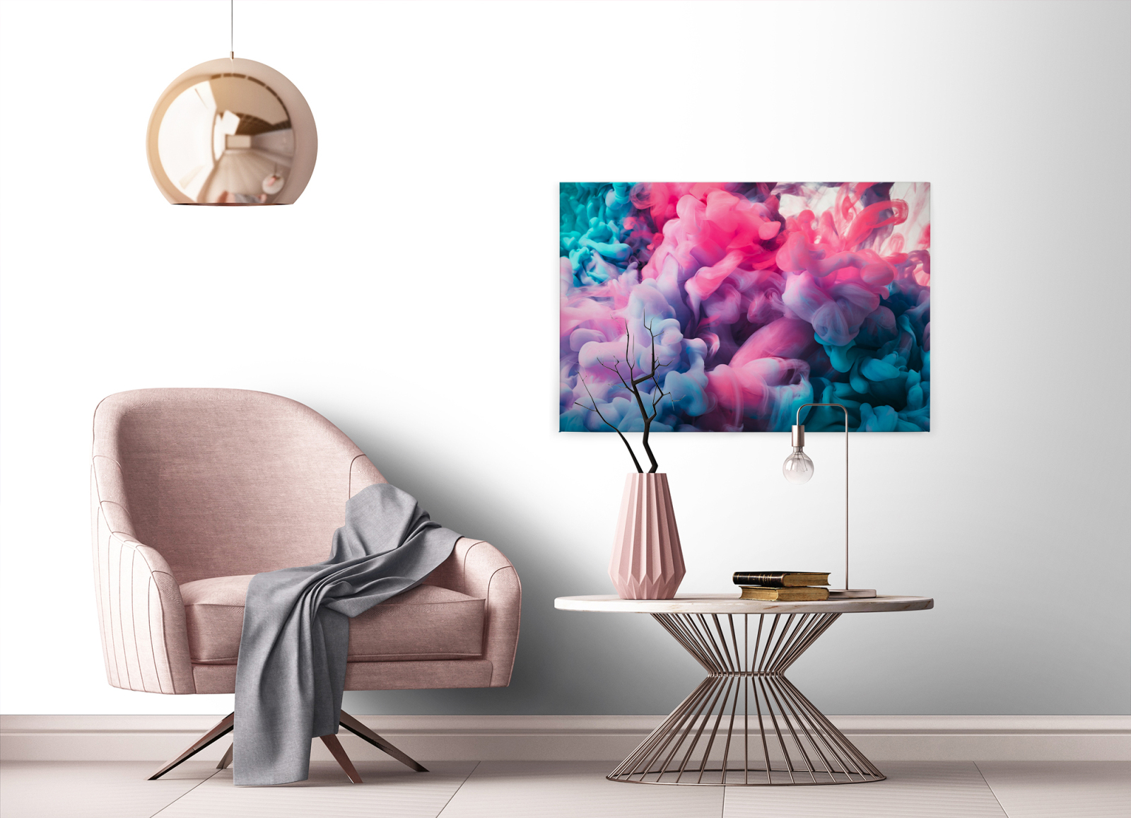 Leinwandbild NEBEL - pink-blau - 90x60 cm