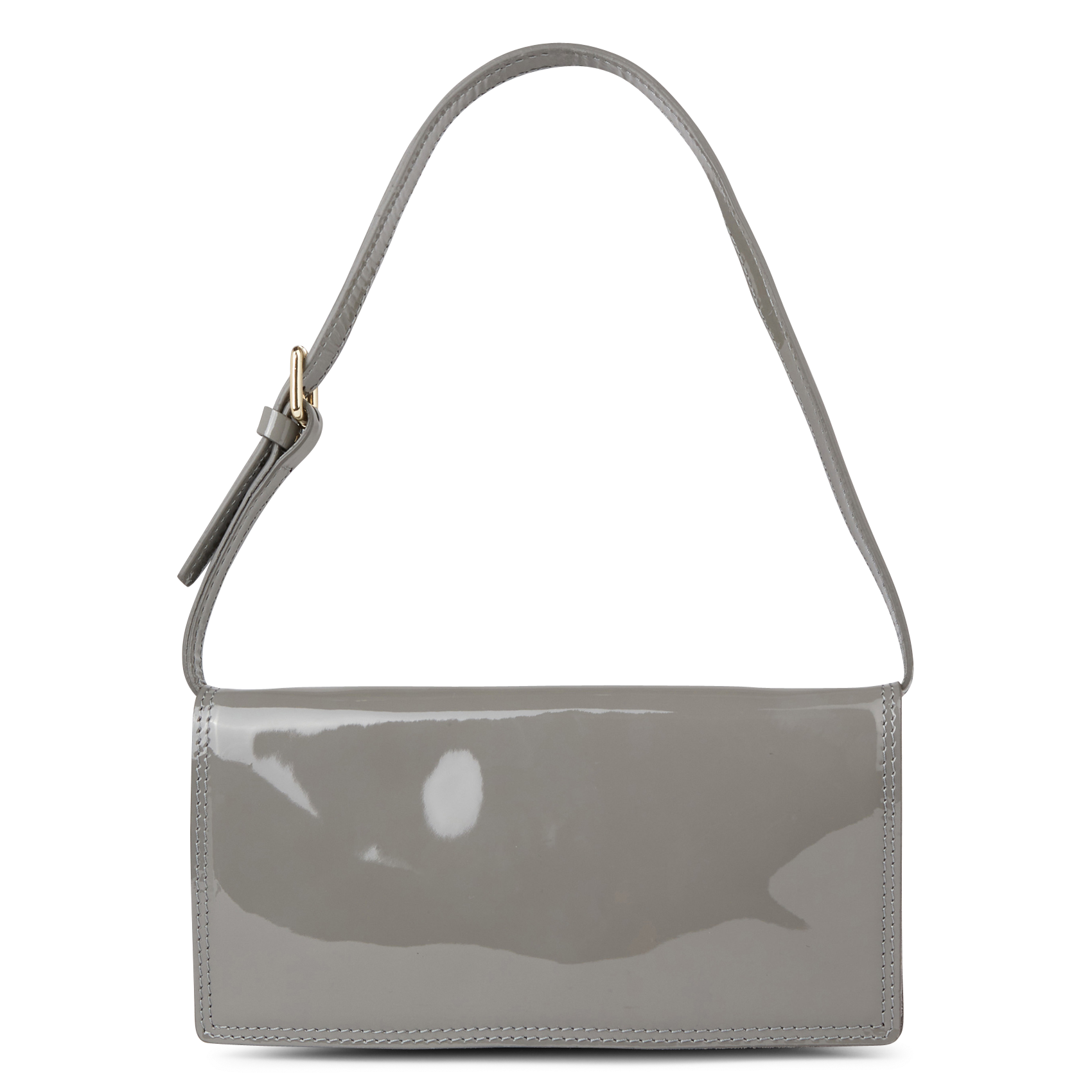 EMMA - Sac à main baguette à rabat en cuir | Gris