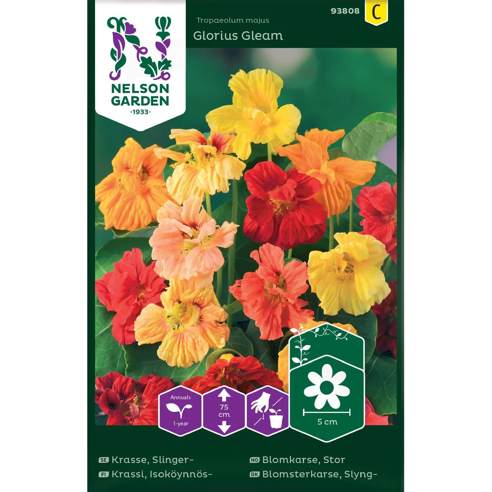 Tropaeolum majus 'Glorius Gleam' Stor blomkarse 'Glorius Gleam'