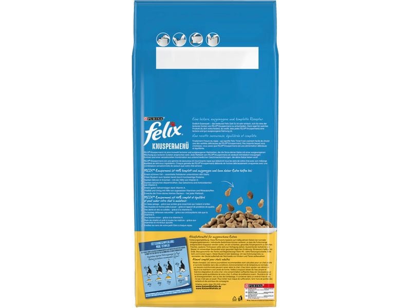 Felix Trockenfutter Knuspermenü Geflügel, 2 kg Alleinfuttermittel für Katzen