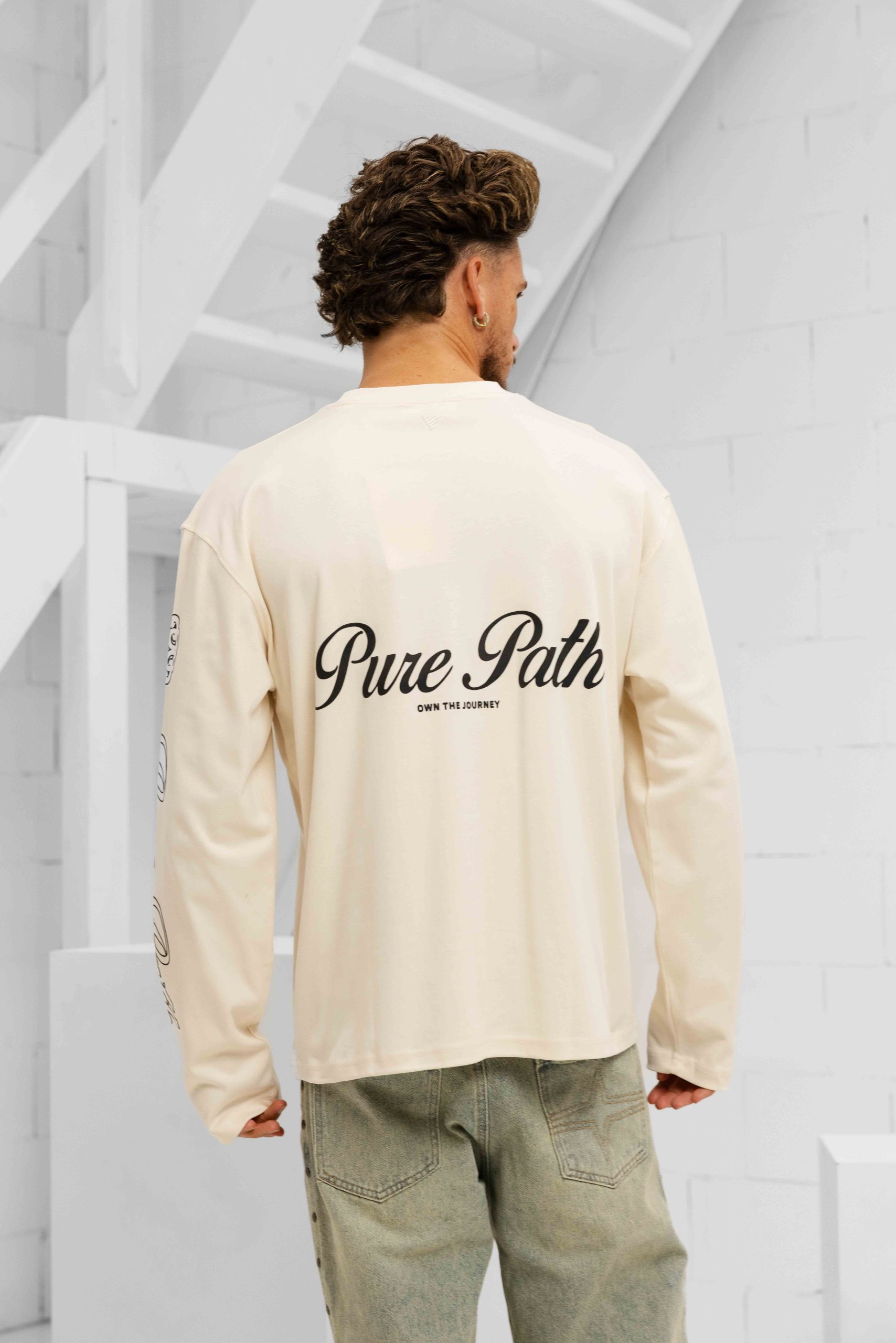 Pure Path Essence Of Life Longsleeve T-Shirt Heren Gebroken Wit