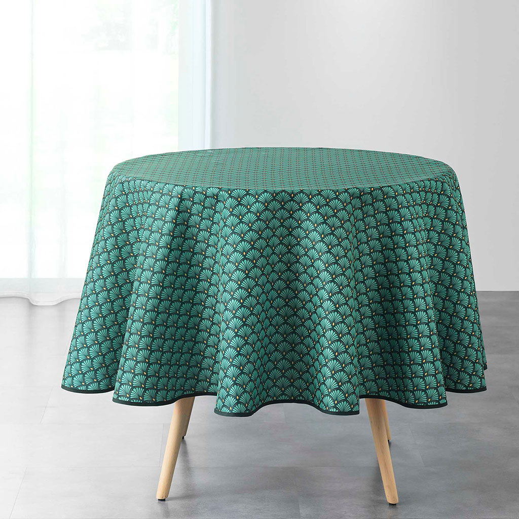 Nappe ronde polyester ARTCHIC verte D 180cm