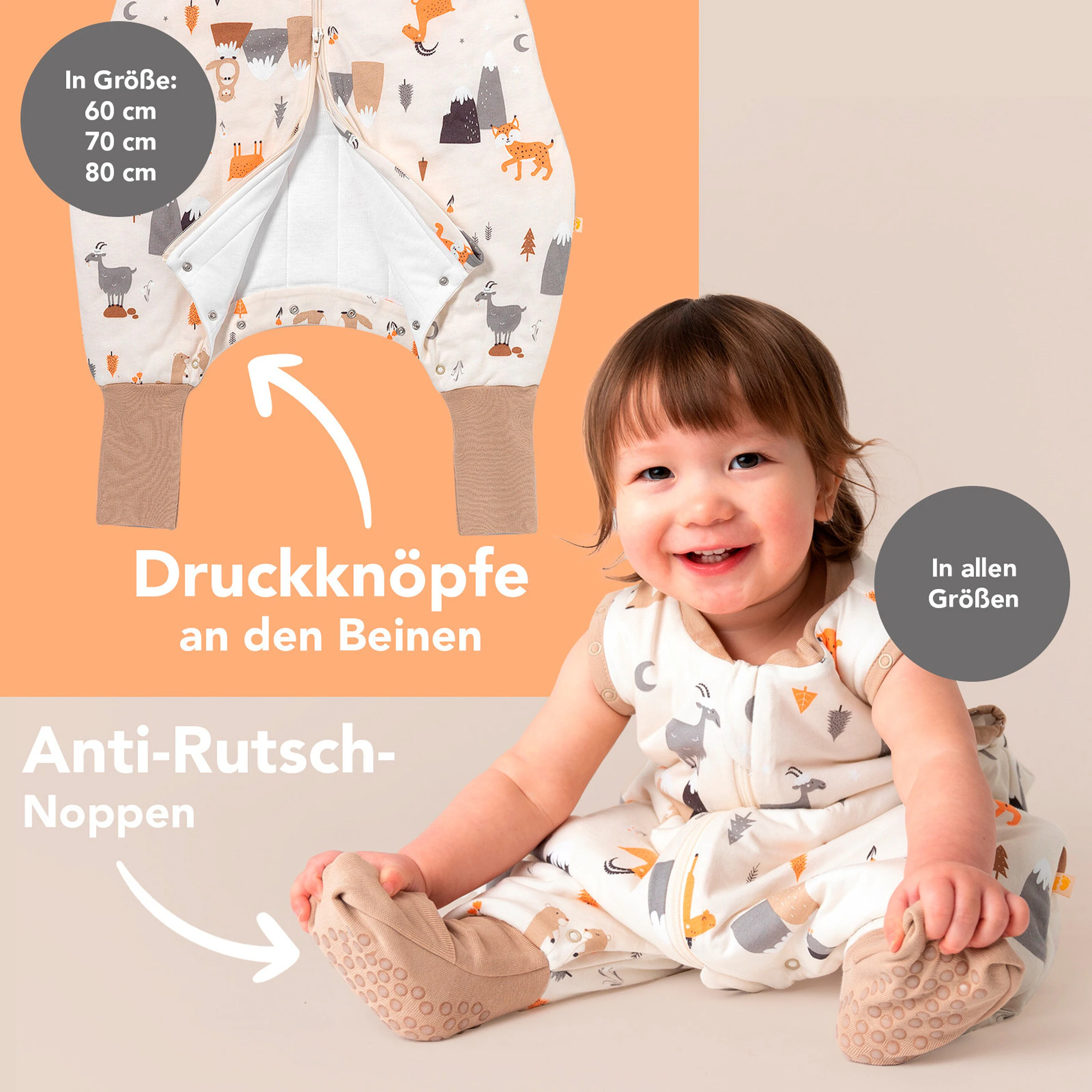 schlummersack Schlafsack mit Füßen 2.5 Tog Bergtiere