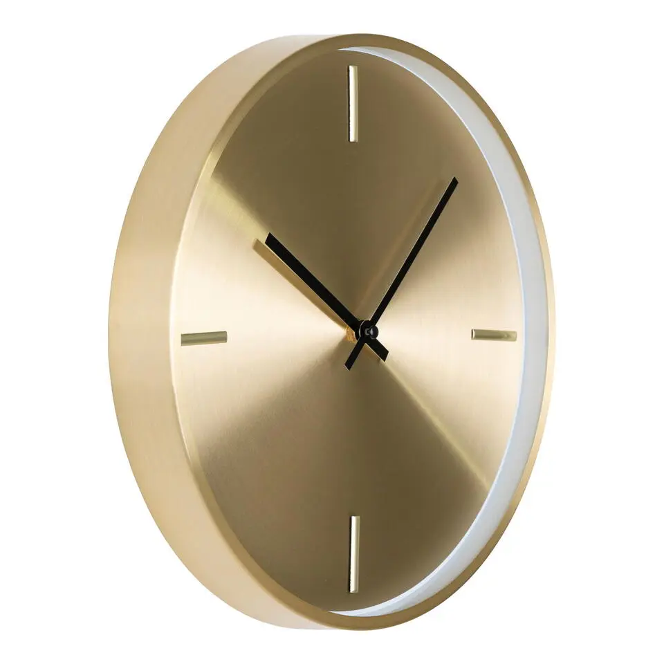 QUVIO Wandklok – ø30 cm – Aluminium – Goud