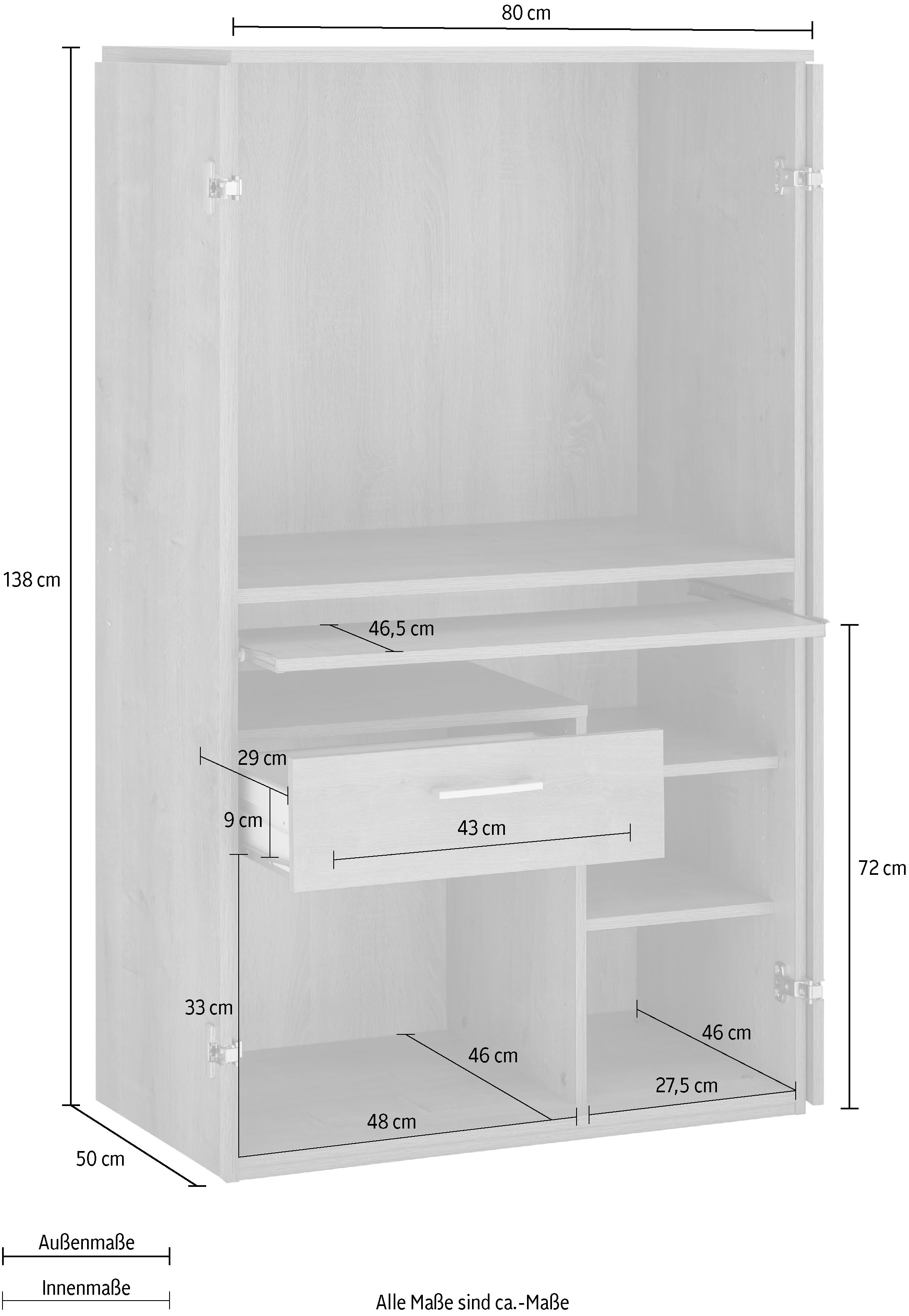 VOGL Möbelfabrik PC-Schrank »Nick« Sekretär, Masse 80x50x138 cm, Made in Germany