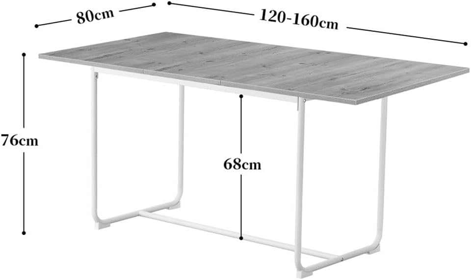 B&D home Esstisch Pius, ausziehbar 120-160 x 80 cm, 4-6 Personen Küchentisch Holztisch mit U Metallgestell für Esszimmer, Küche, skandinavisch Design, Marmor Optik, 11219-120-UW-MSCH
