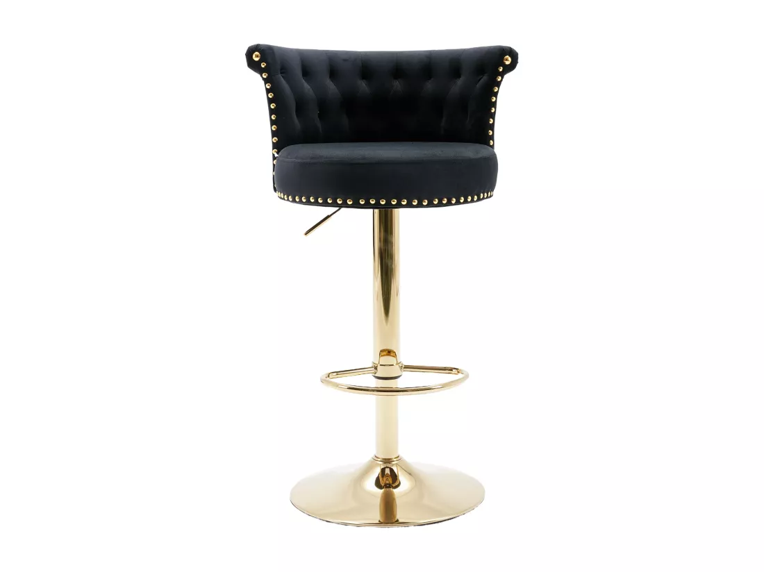 Tabourets de bar pivotants, chaises de comptoir réglables, avec repose-pieds pour la cuisine, la salle à manger,noir,2PC-SET