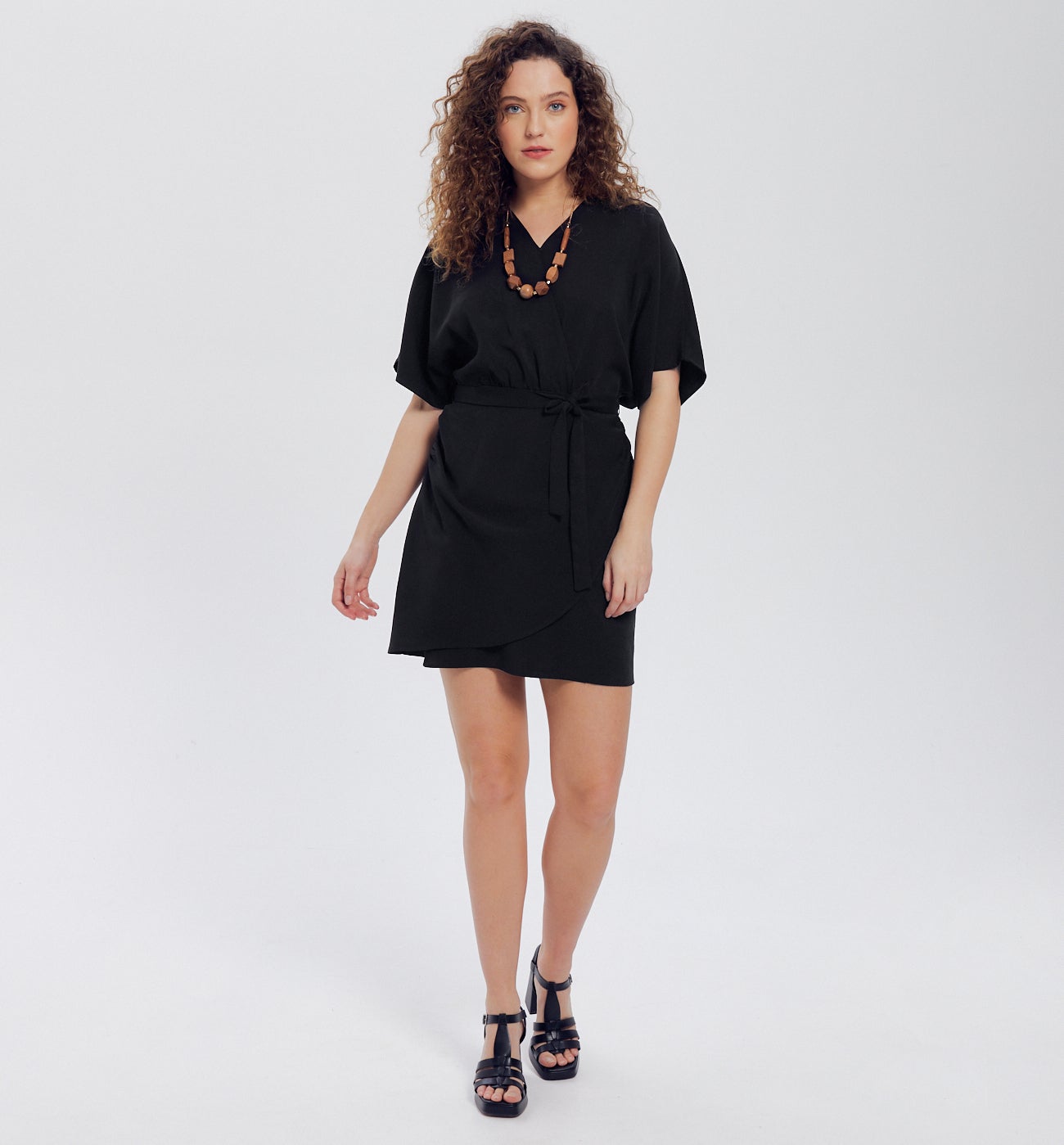 Robe courte en lyocell Femme - Noir