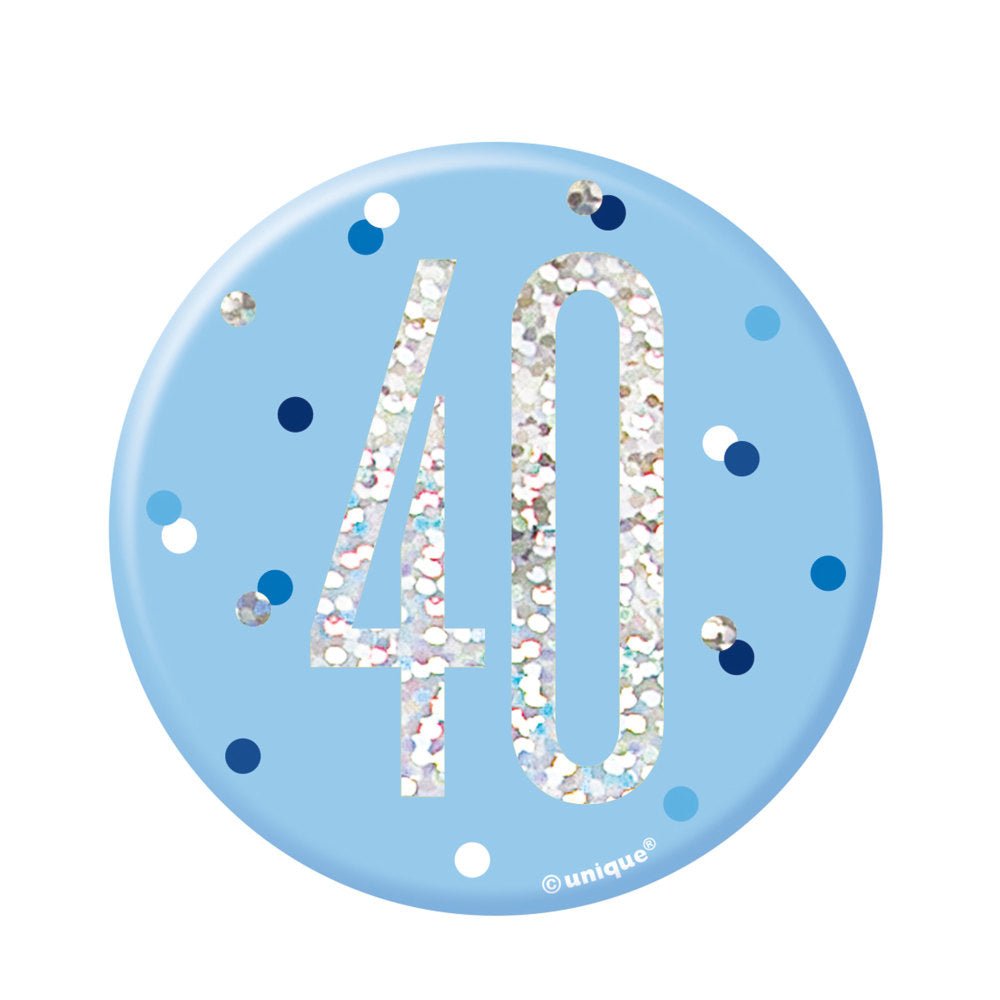 Button 40 Jaar Blauw 7cm