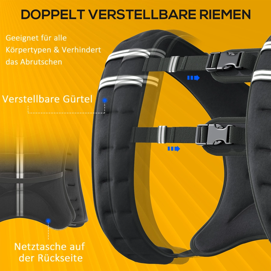 HOMCOM Gewichtsweste mit verstellfunktion schwarz