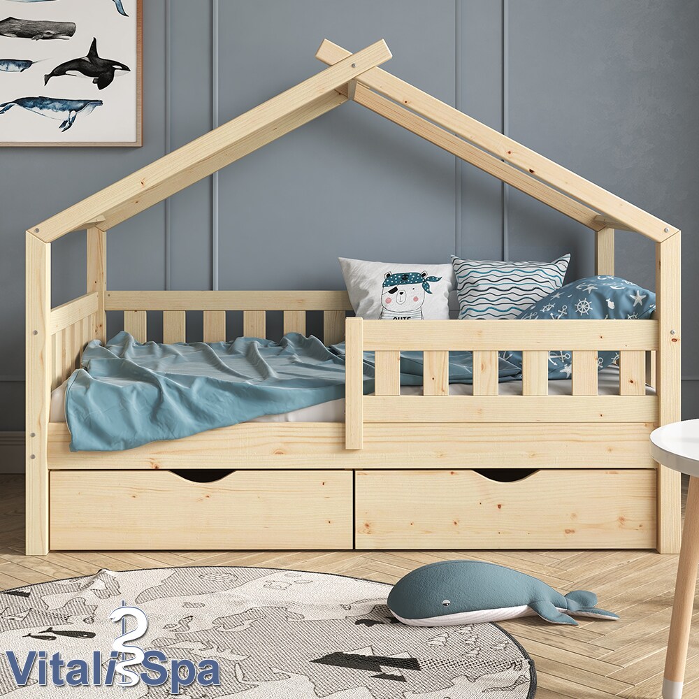 VitaliSpa Design Kinderbett 140x70 Babybett Jugendbett mit Schublade Lattenrost Matratze