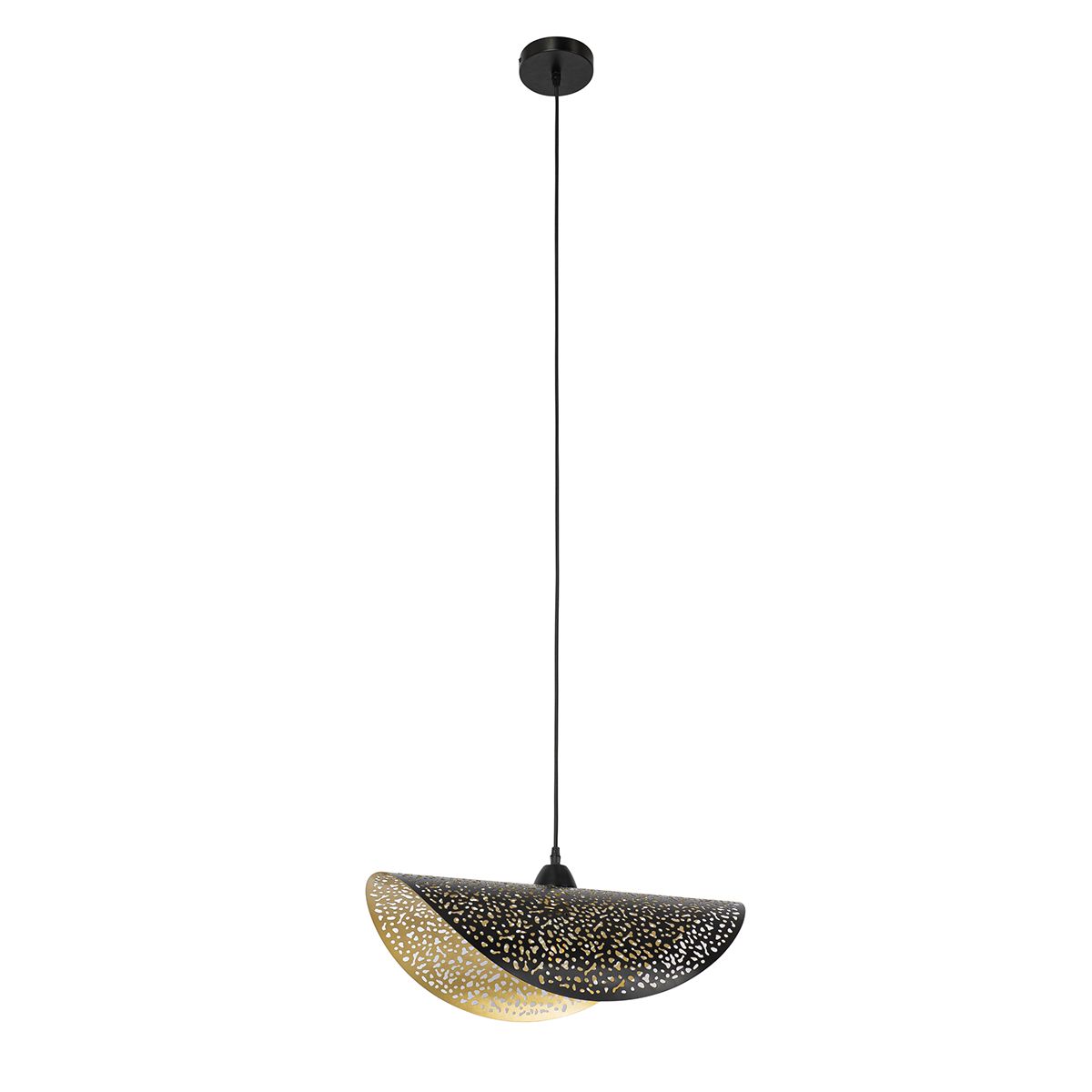 Oosterse hanglamp zwart met goud 50 cm - Japke