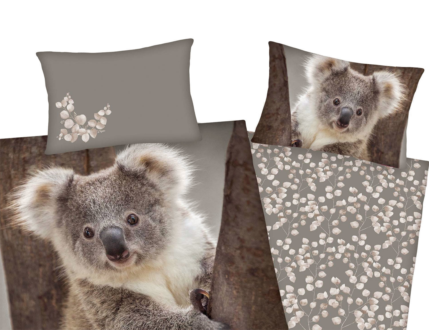 Bettwäsche mit süssem Koala auf Baumstamm
