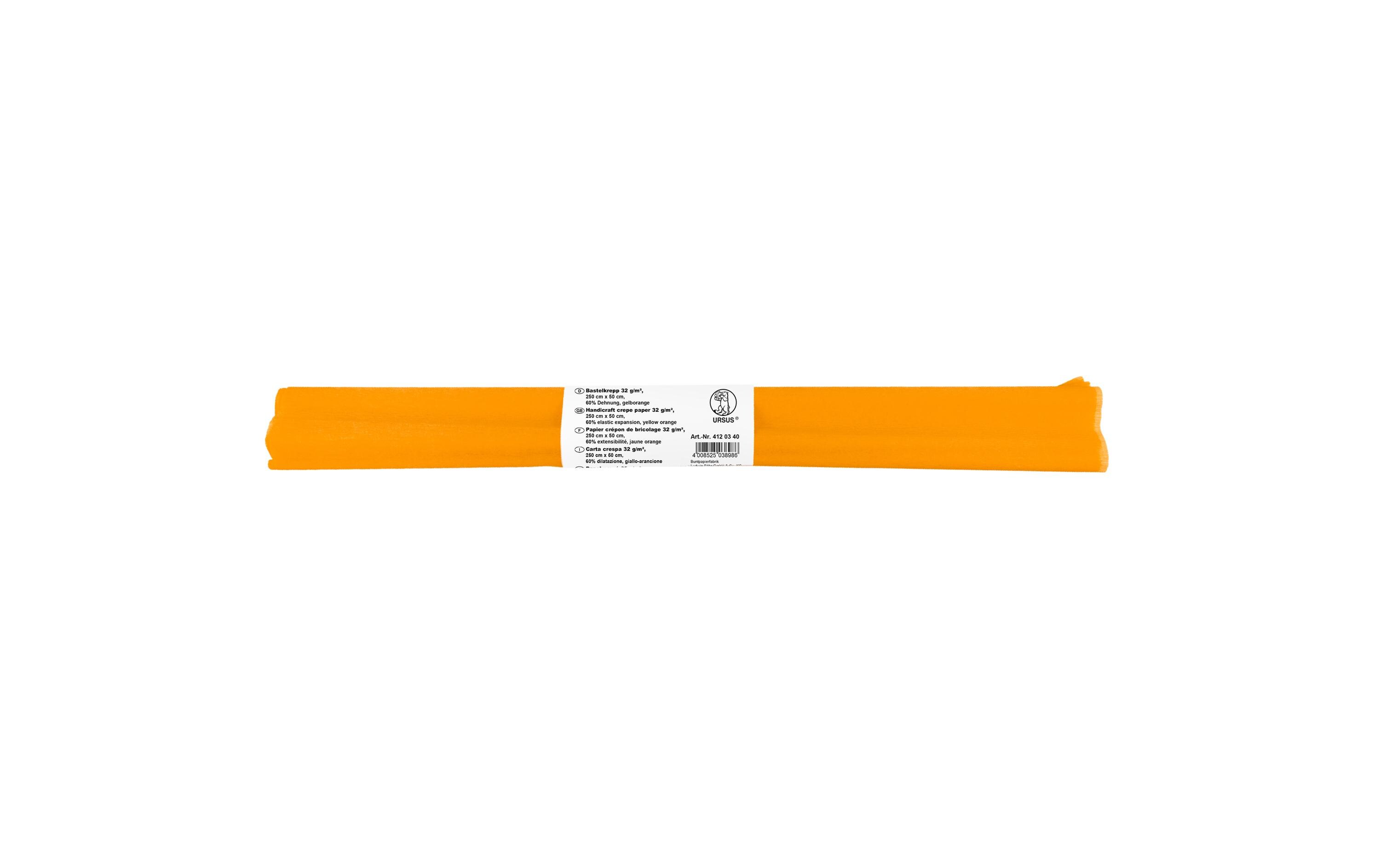 Krepppapier 50 cm x 2.5 m, 32 g/m², GelbOrangeBastelkrepp auf der Rolle