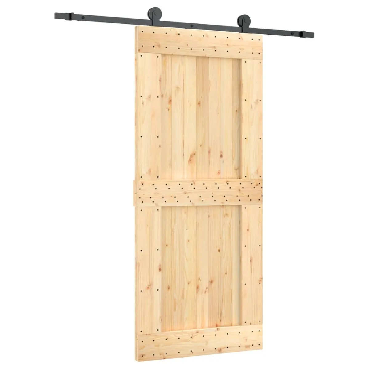 vidaXL Porte coulissante et kit de quincaillerie - 90x210 cm - Pin massif