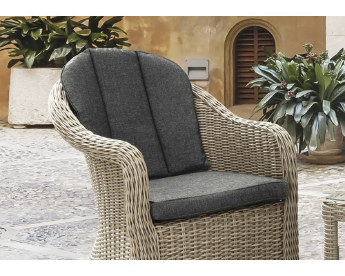 Destiny MALAGA MERANO 2-zits balkonset bestaande uit: 2 fauteuils, bijzettafel, polyrotan, aluminium, glas, beige