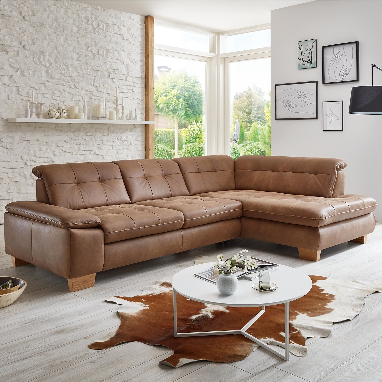 polsterpower Ledersofa - chai - Basismodell - Kombielement rechts
