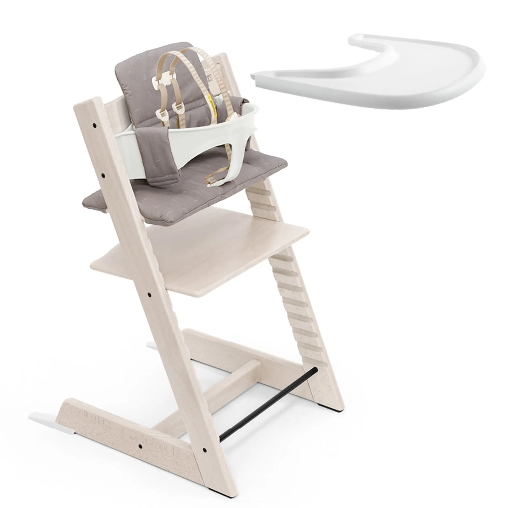 Stokke Chaise Haute Tripp Trapp® + Coussin avec Cabaret Tripp Trapp® - Whitewash
