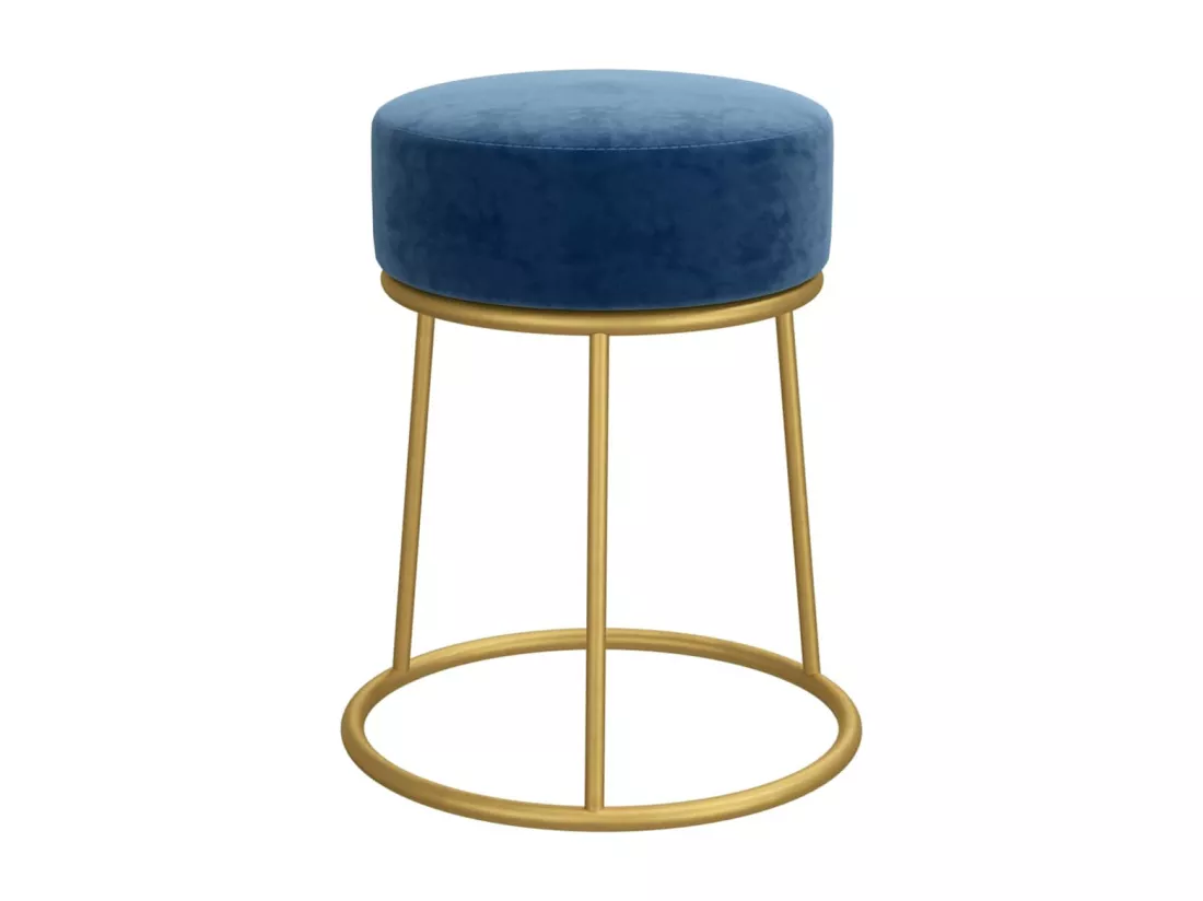 Tabouret rond Bleu Velours