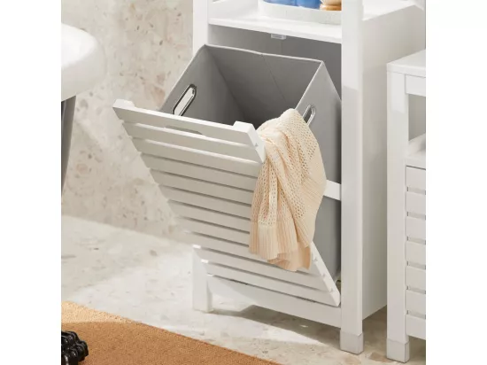 Meuble Bas De Salle De Bain Avec 1 Panier Corbeille À Linge Coffre À Linge, BZr67-w