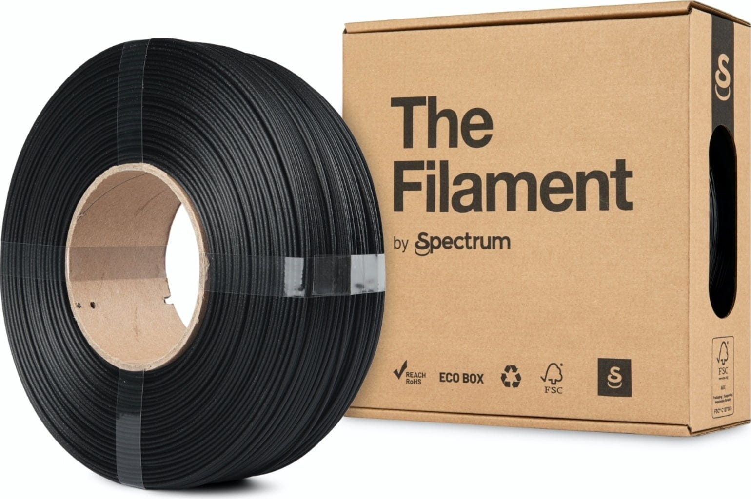 The Filament  ReFill PETG CF Black, 1,75 mm / 1000 g    Mit 3 % Kohlefasern verstärktes PETG ohne Spule in Black