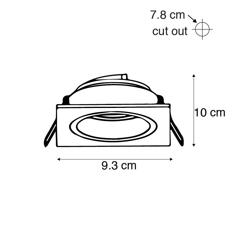 Set van 6 Inbouwspot vierkant aluminium draai- en kantelbaar - Chuck