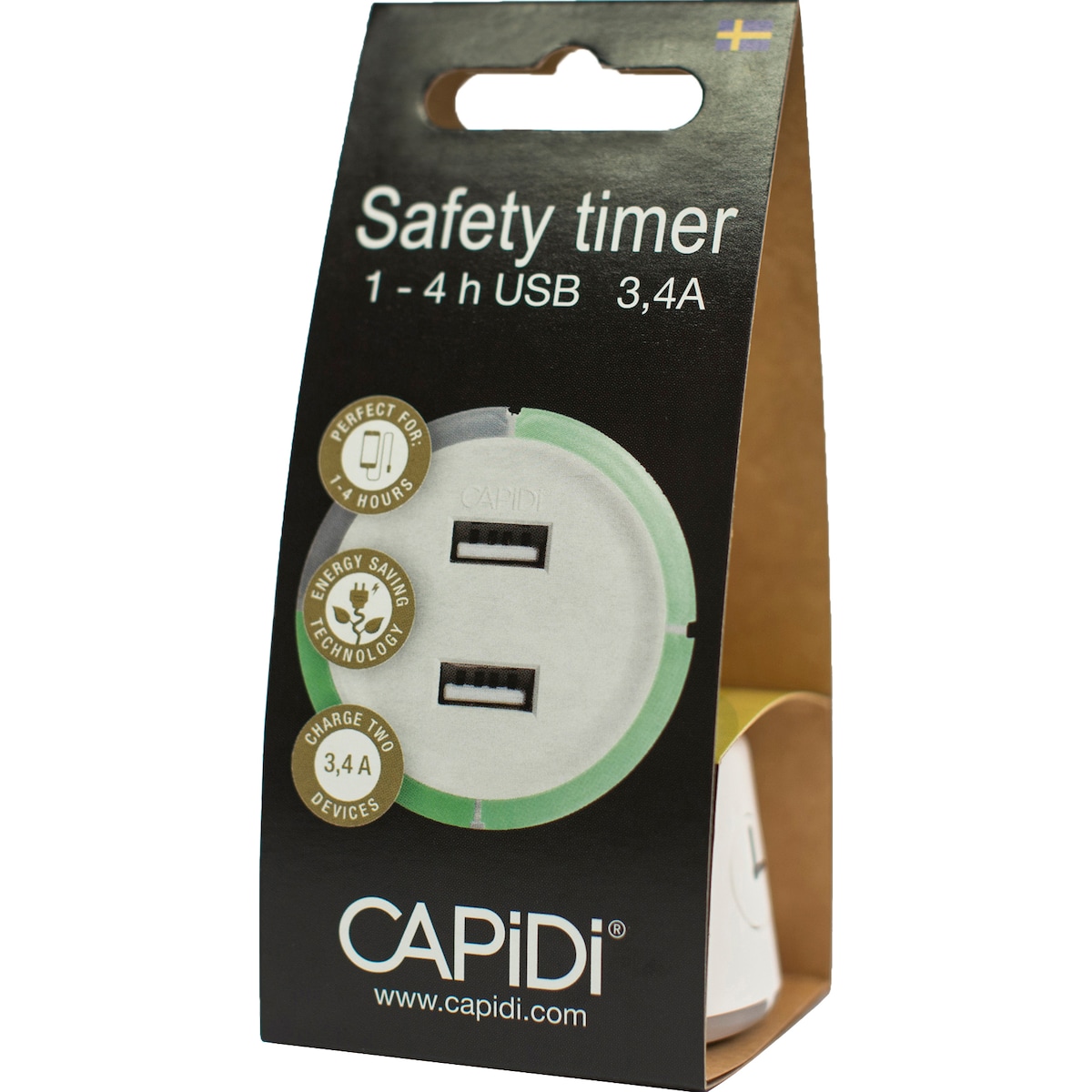 CAPiDi USB sikkerhetstimer TIUSBTI3.4AVIT (hvit)